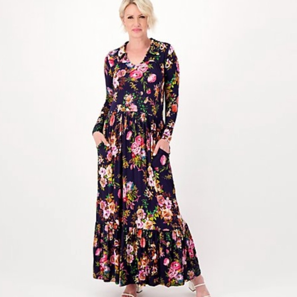 Tolani Collection NWT Floral Vivian Maxi Dress with Pockets size M
